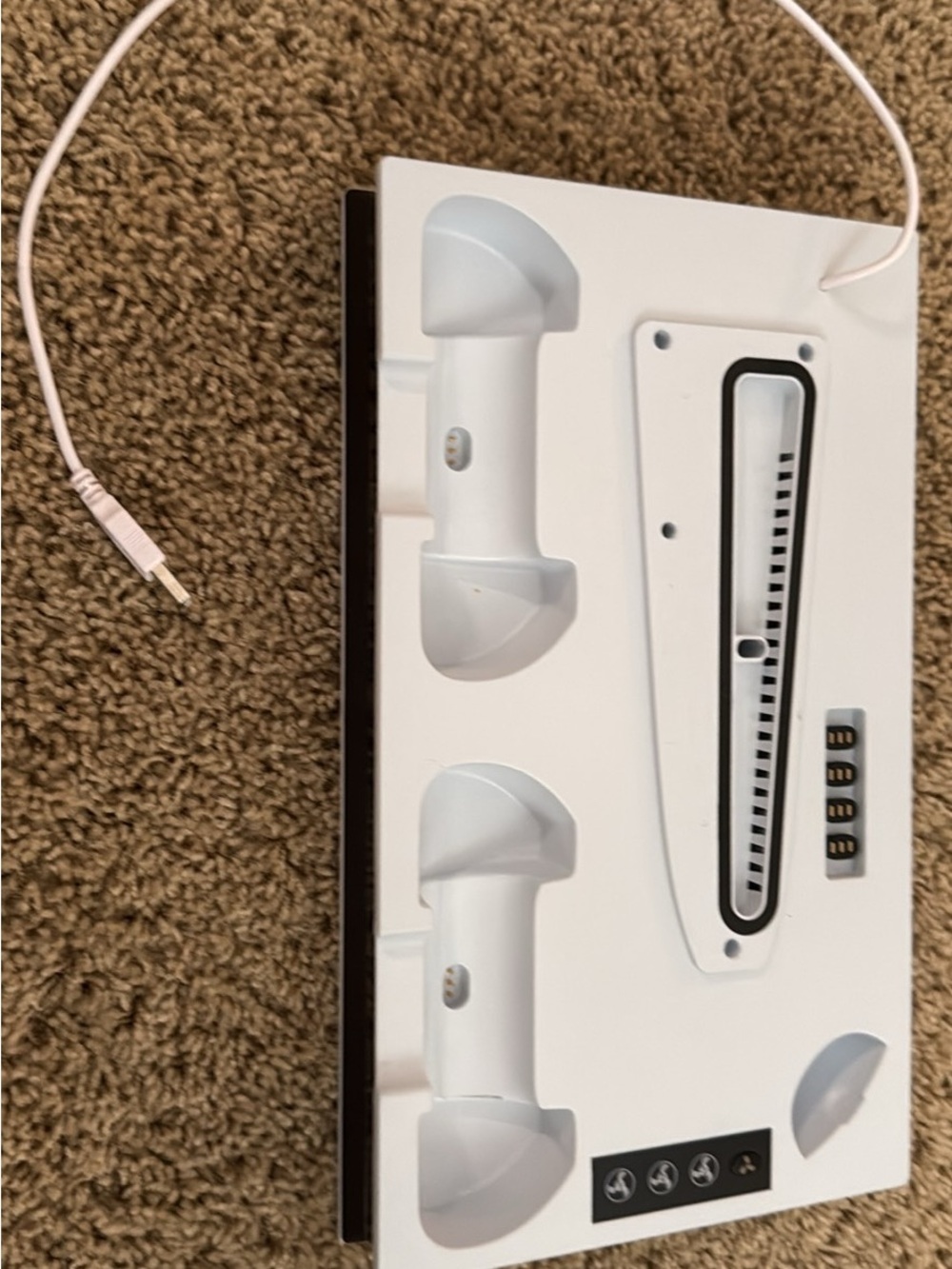 White PS5 Console Gaming Controller Charging Dock with Cable